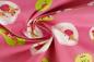 Preview: Baumwoll Druck Lustige Tiere auf Pink